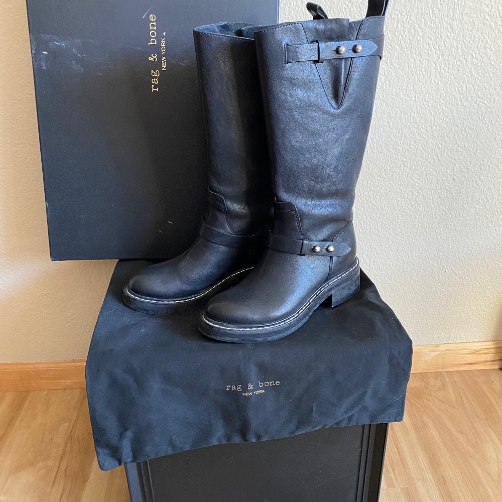 Rag & Bone Tall Black Moto Boots